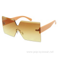 Oversized Mirrored Frameless Lens One Piece Sunglasses